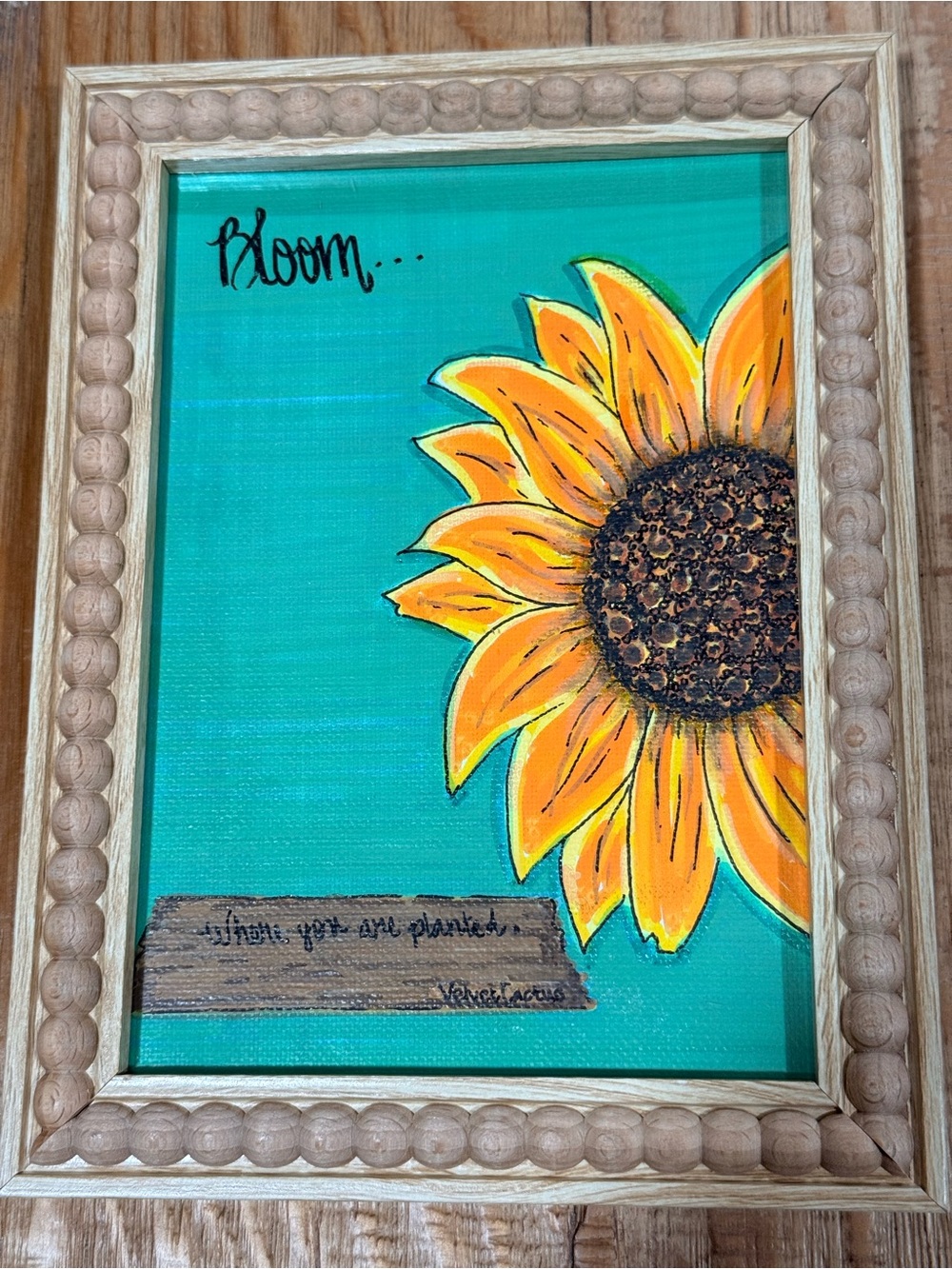Bloom Sunflower Wall Art - Teal and Yellow Home Art